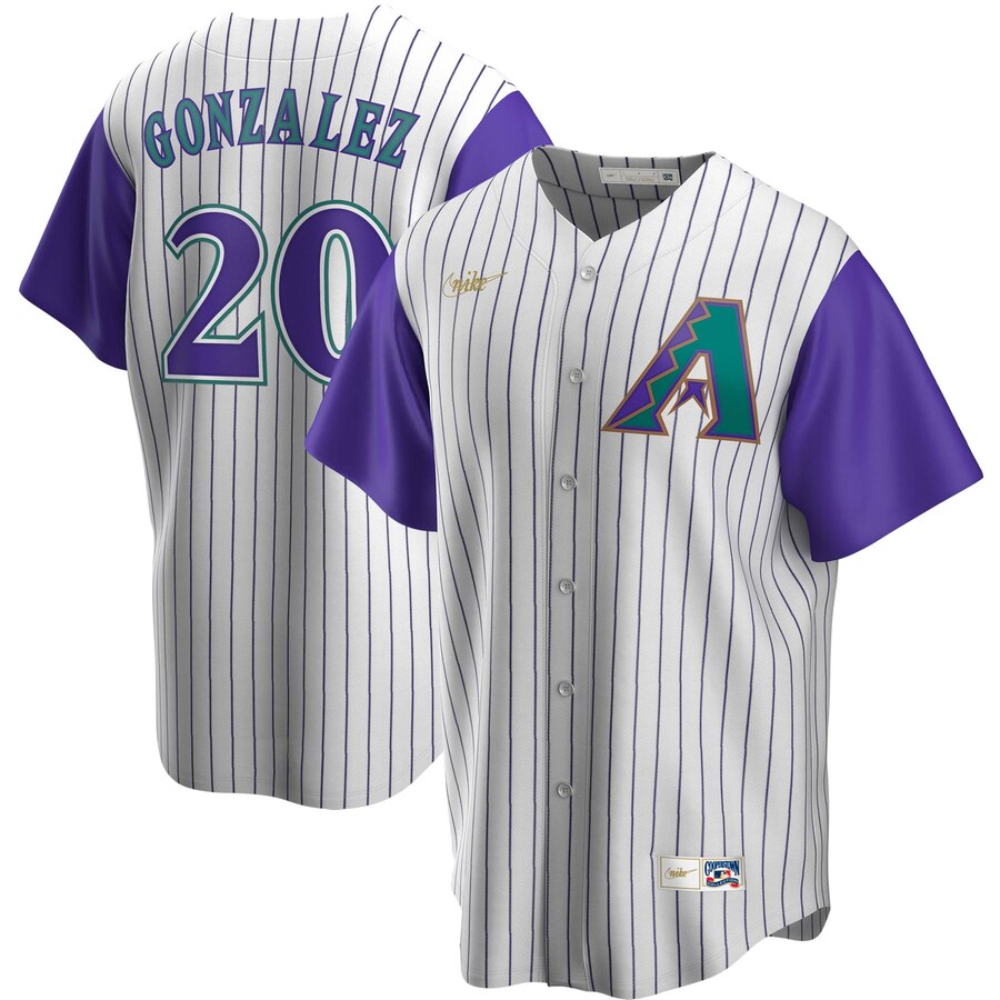 Arizona Diamondbacks #20 Luis Gonzalez Nike Alternate Cooperstown Collection Player MLB Jersey Cream Purple->arizona diamondback->MLB Jersey